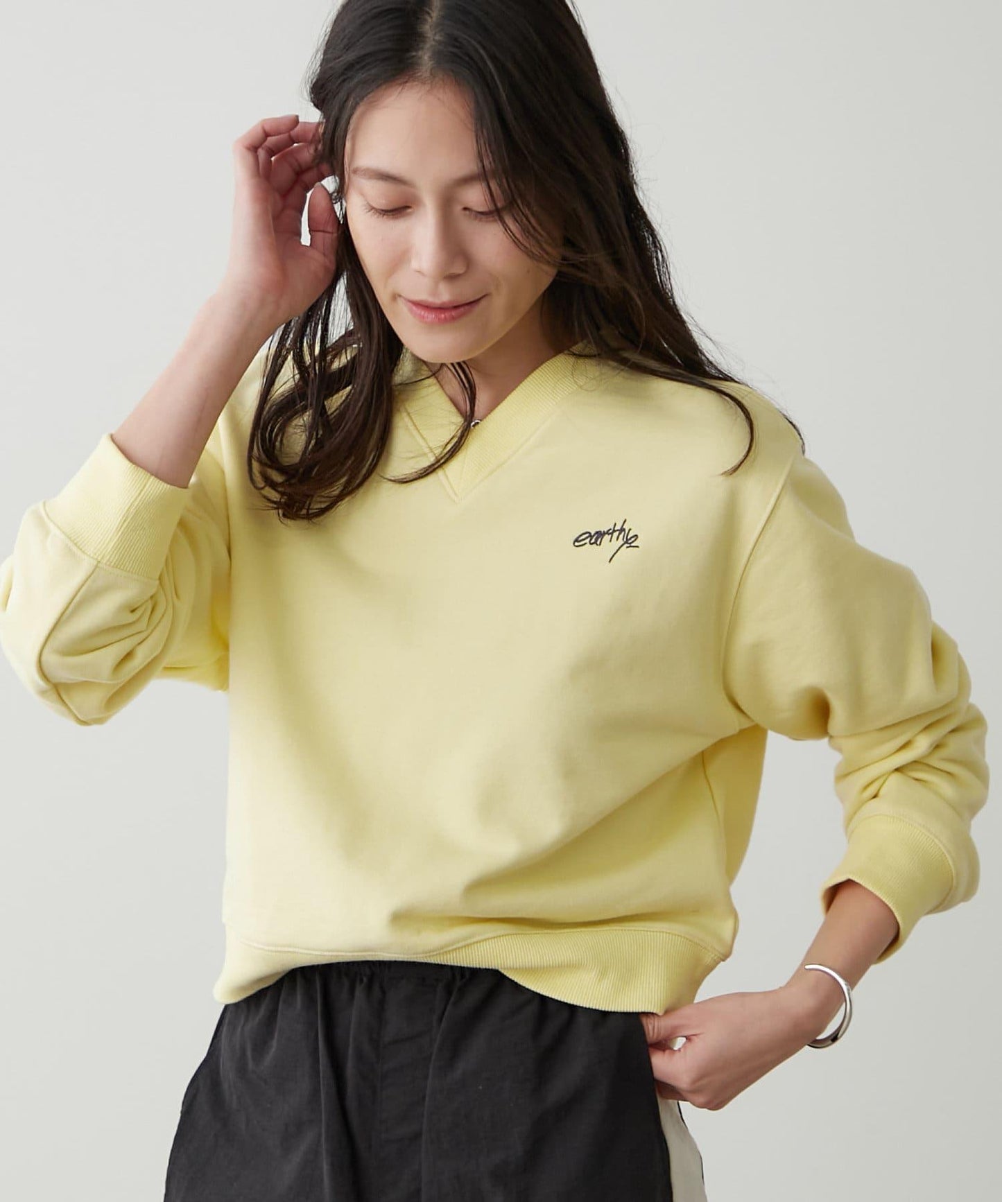 earthy_ 有機棉 V領設計 衛衣