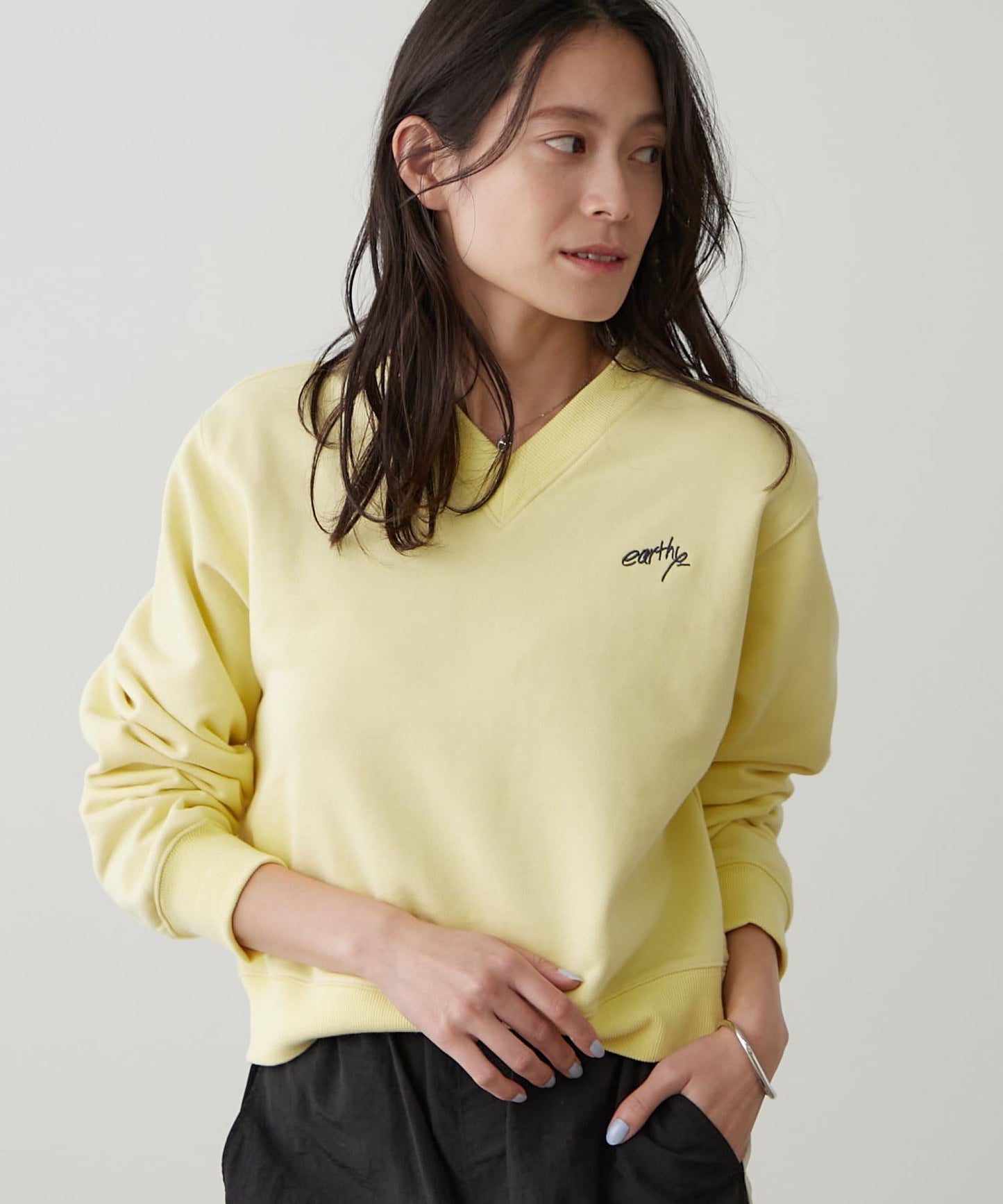 earthy_ 有機棉 V領設計 衛衣