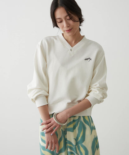 earthy_ 有機棉 V領設計 衛衣