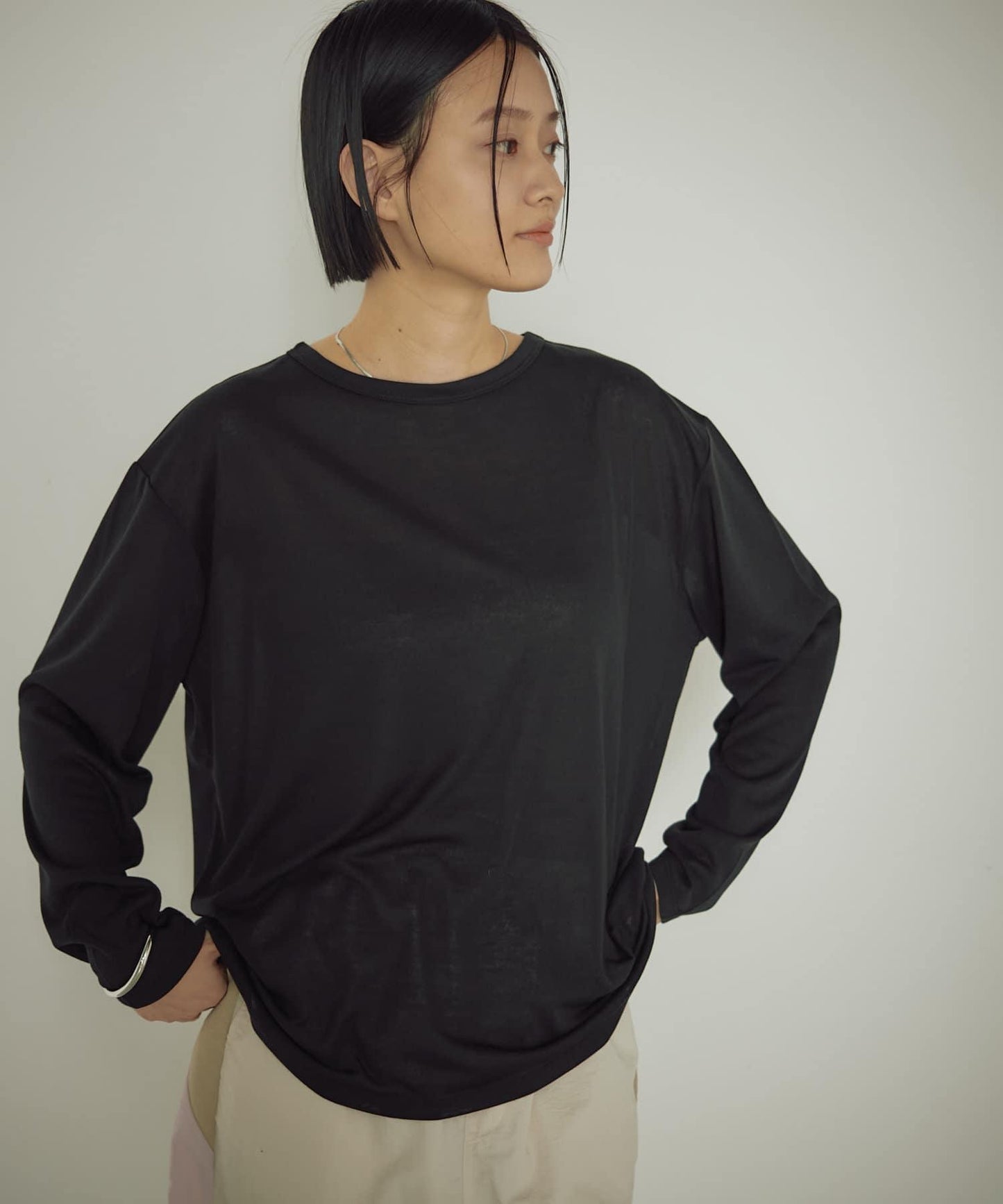 earthy_ 寬鬆透視 長袖T恤