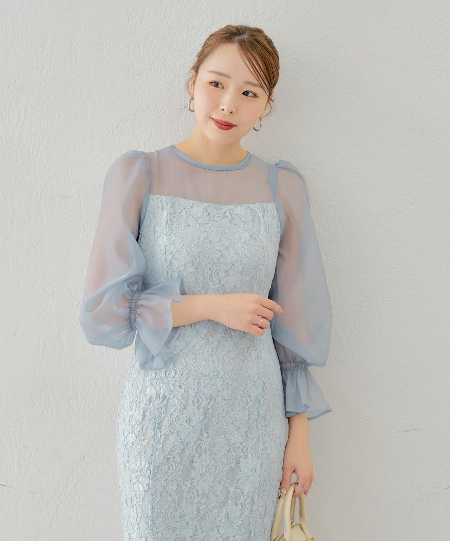 Chico 配色透視修身長款連衣裙