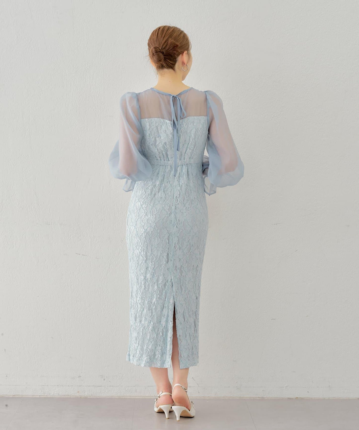 Chico 配色透視修身長款連衣裙