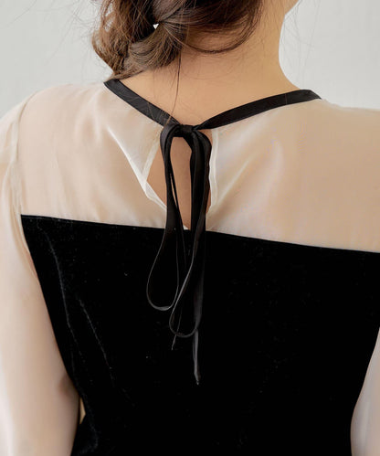 Chico 配色透視修身長款連衣裙