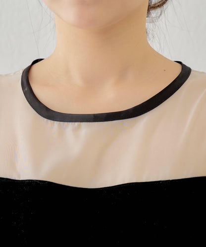 Chico 配色透視修身長款連衣裙