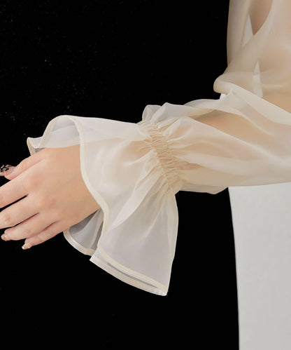 Chico 配色透視修身長款連衣裙