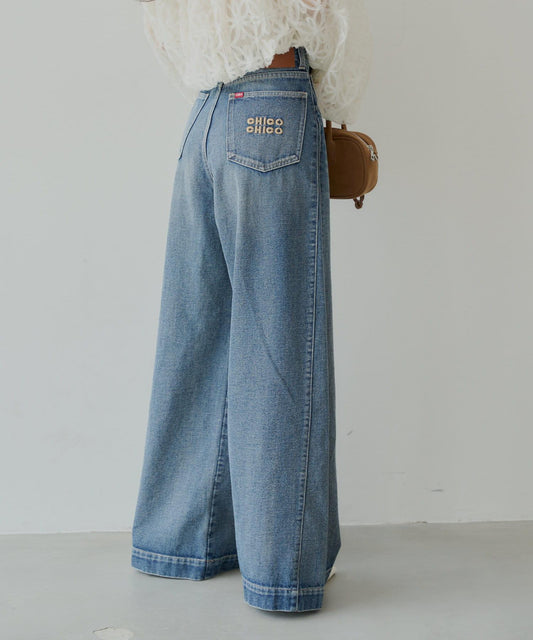 寬鬆闊腿牛仔褲