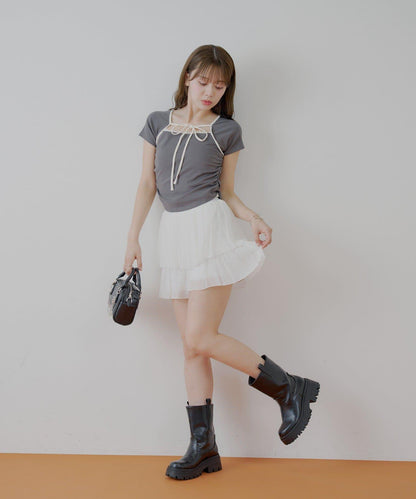 透膚蕾絲 裹胸背心短褲 套裝