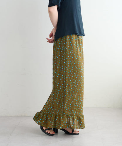 小碎花荷葉邊窄擺半身裙