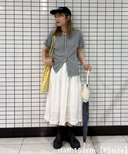 Discoat umm. 拼褶蕾絲傘擺半身裙