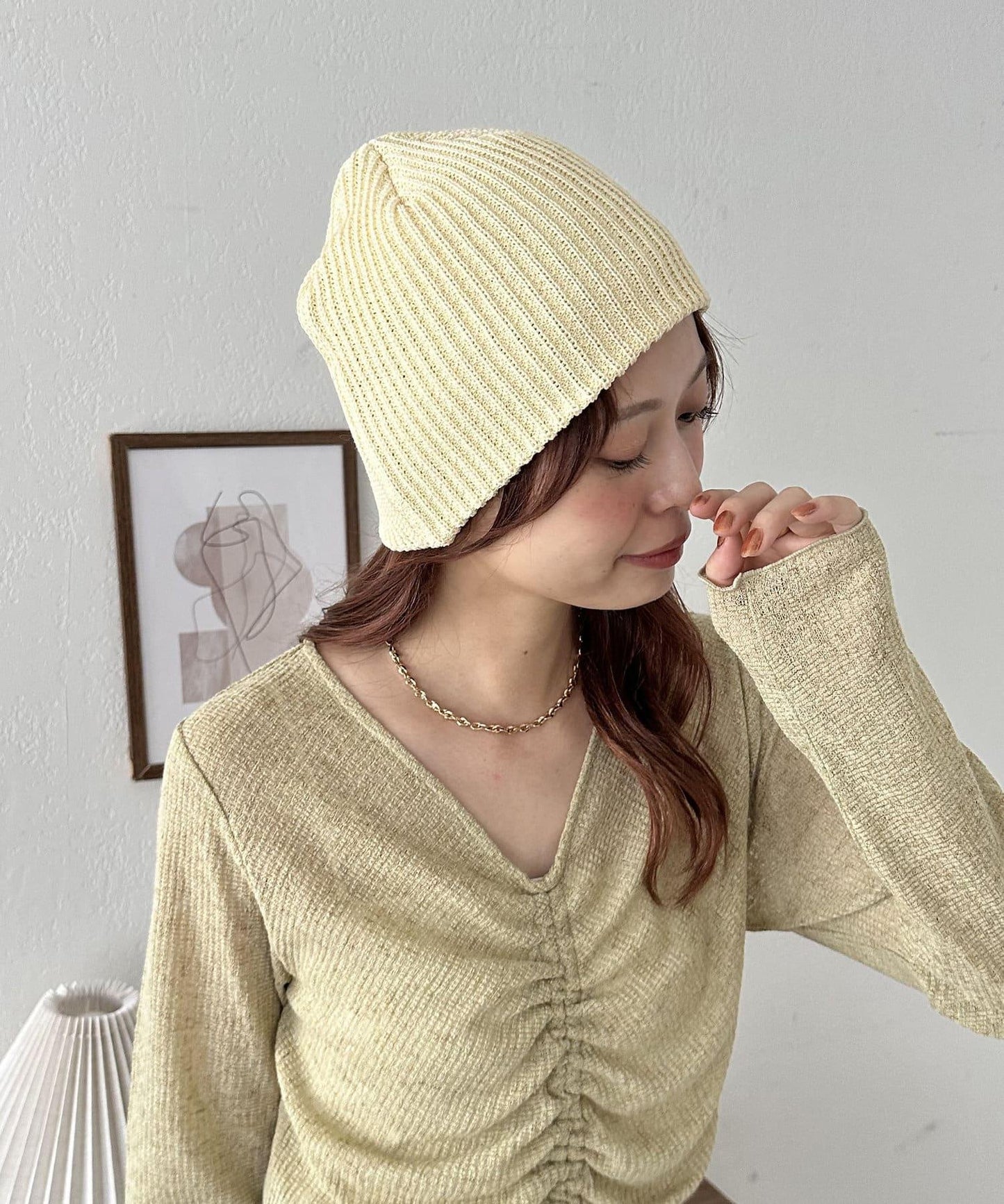 拼色羅紋針織帽