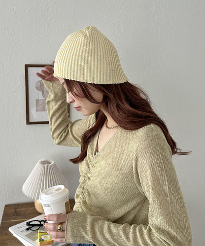 拼色羅紋針織帽