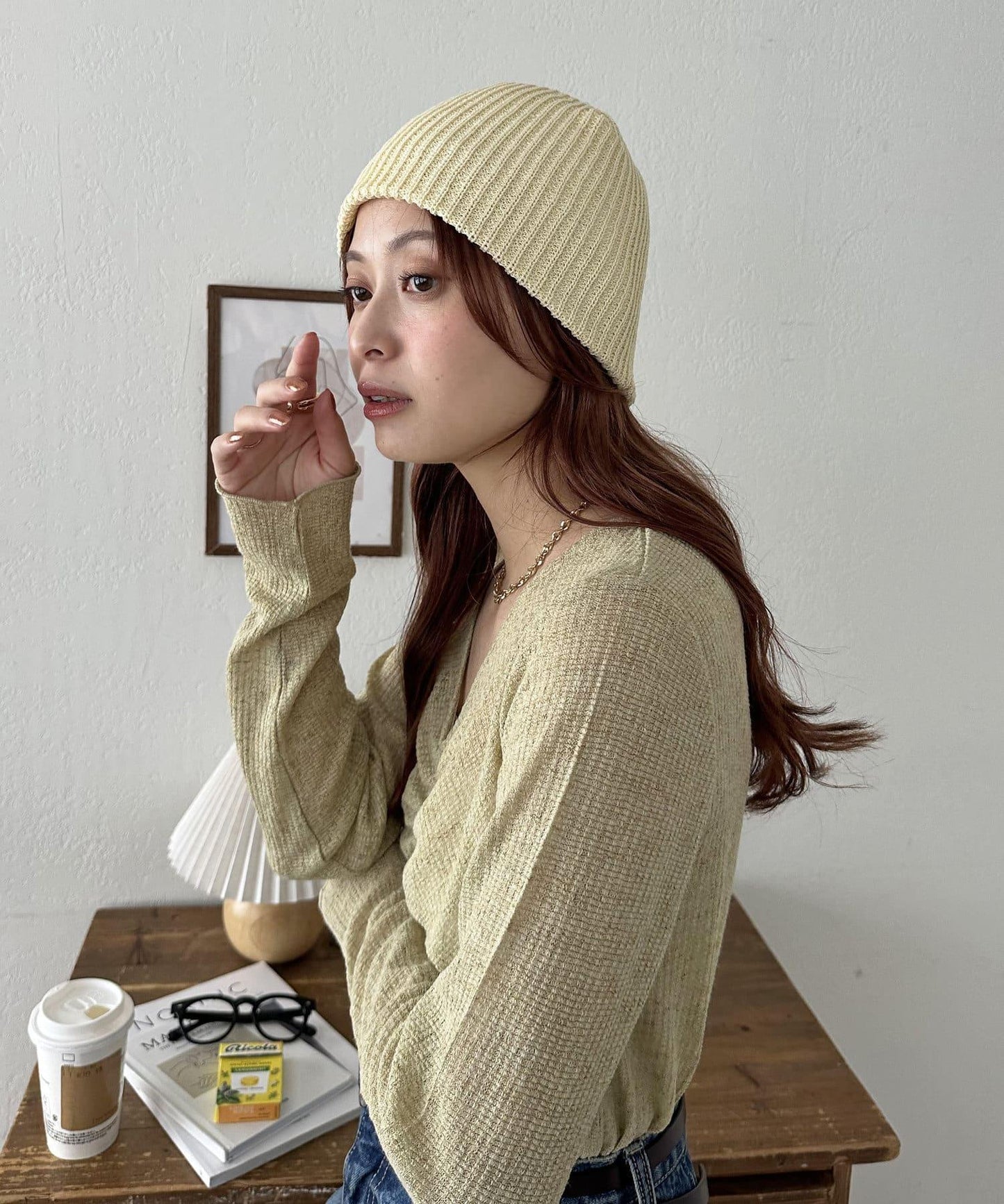 拼色羅紋針織帽