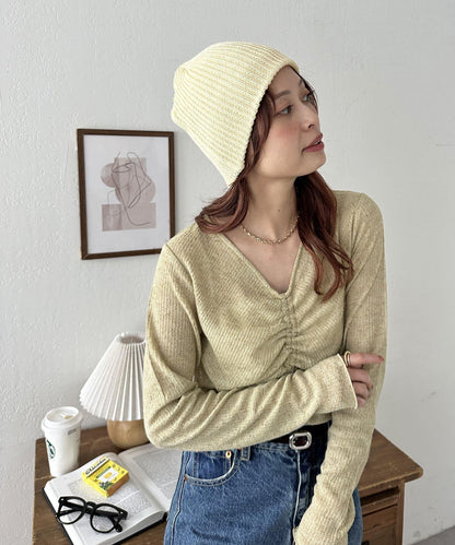 拼色羅紋針織帽