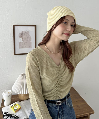 拼色羅紋針織帽