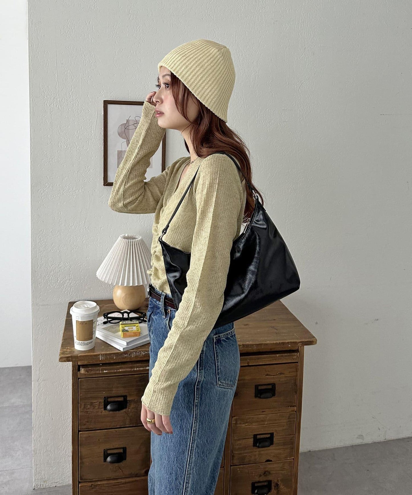 拼色羅紋針織帽