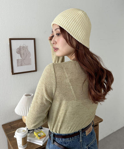 拼色羅紋針織帽