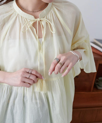 喇叭袖開領襯衫