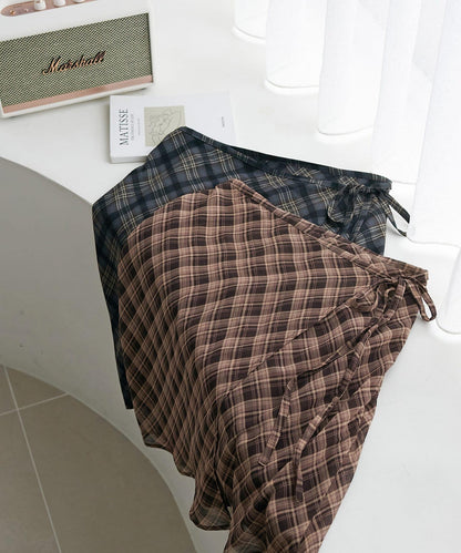 格紋層疊風設計裹身半身裙