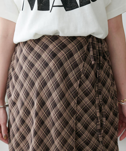 格紋層疊風設計裹身半身裙