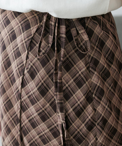 格紋層疊風設計裹身半身裙