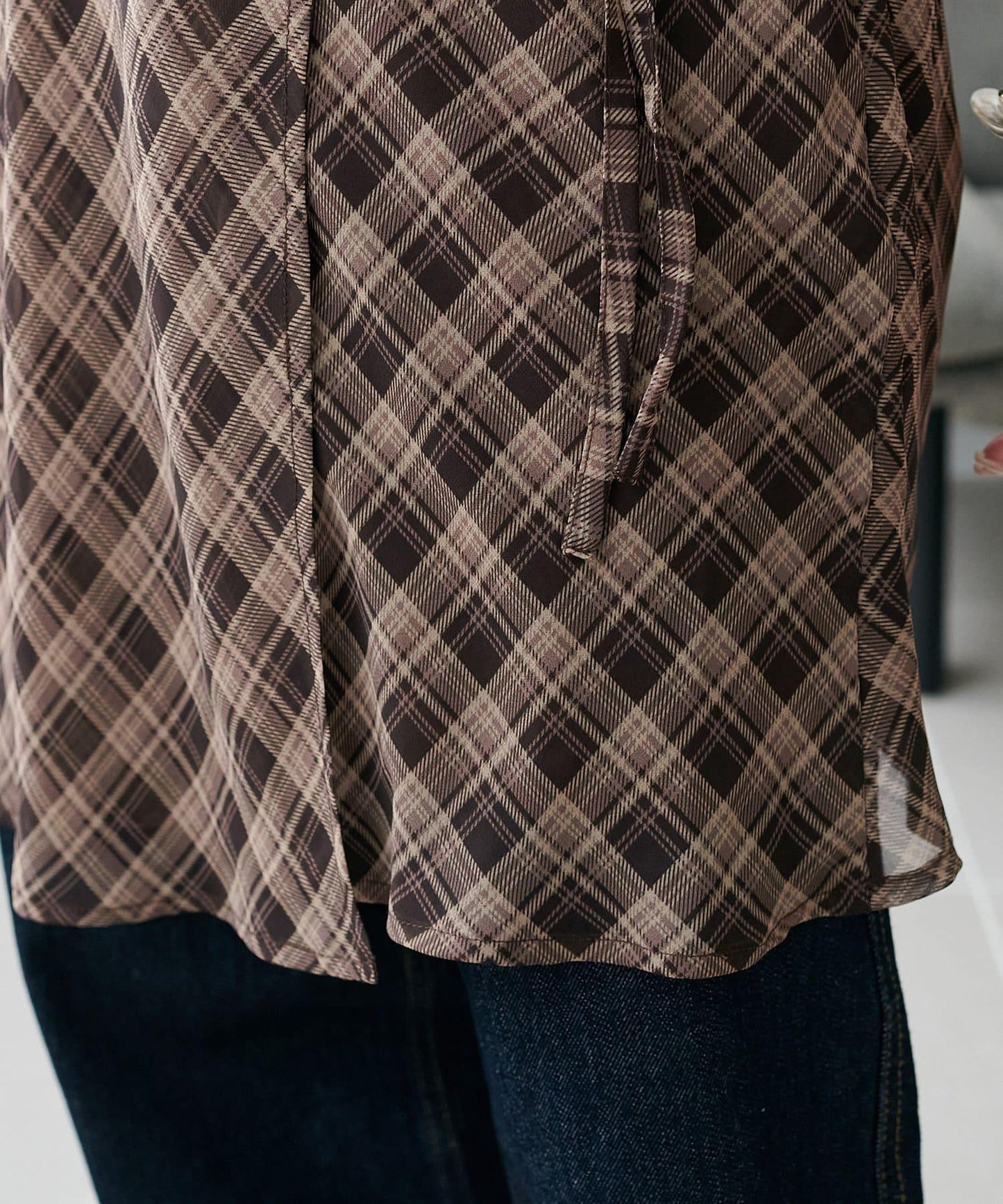 格紋層疊風設計裹身半身裙