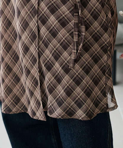 格紋層疊風設計裹身半身裙