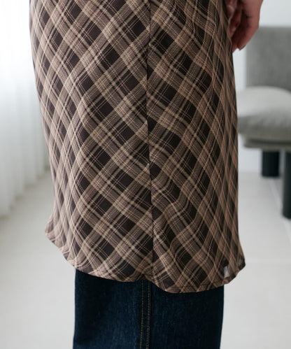 格紋層疊風設計裹身半身裙