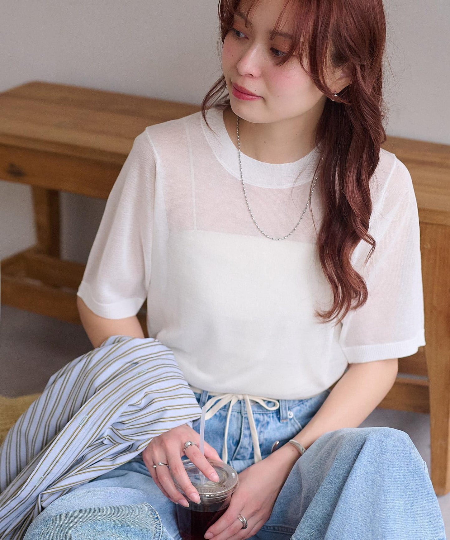 Discoat 透紗半袖套頭上衣