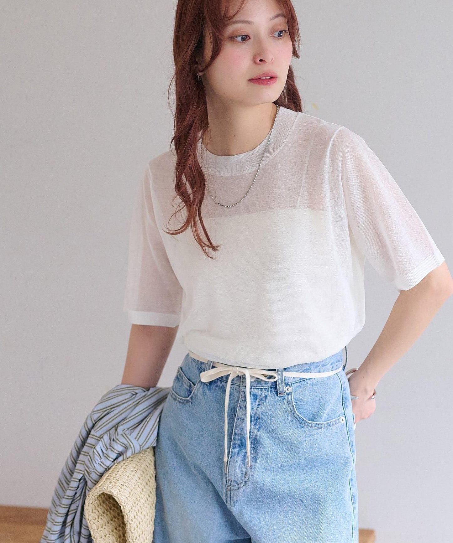 Discoat 透紗半袖套頭上衣