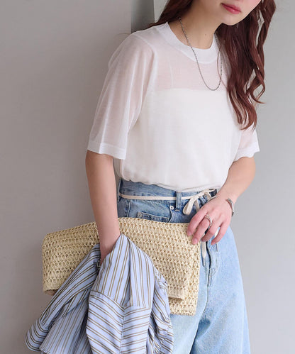 Discoat 透紗半袖套頭上衣