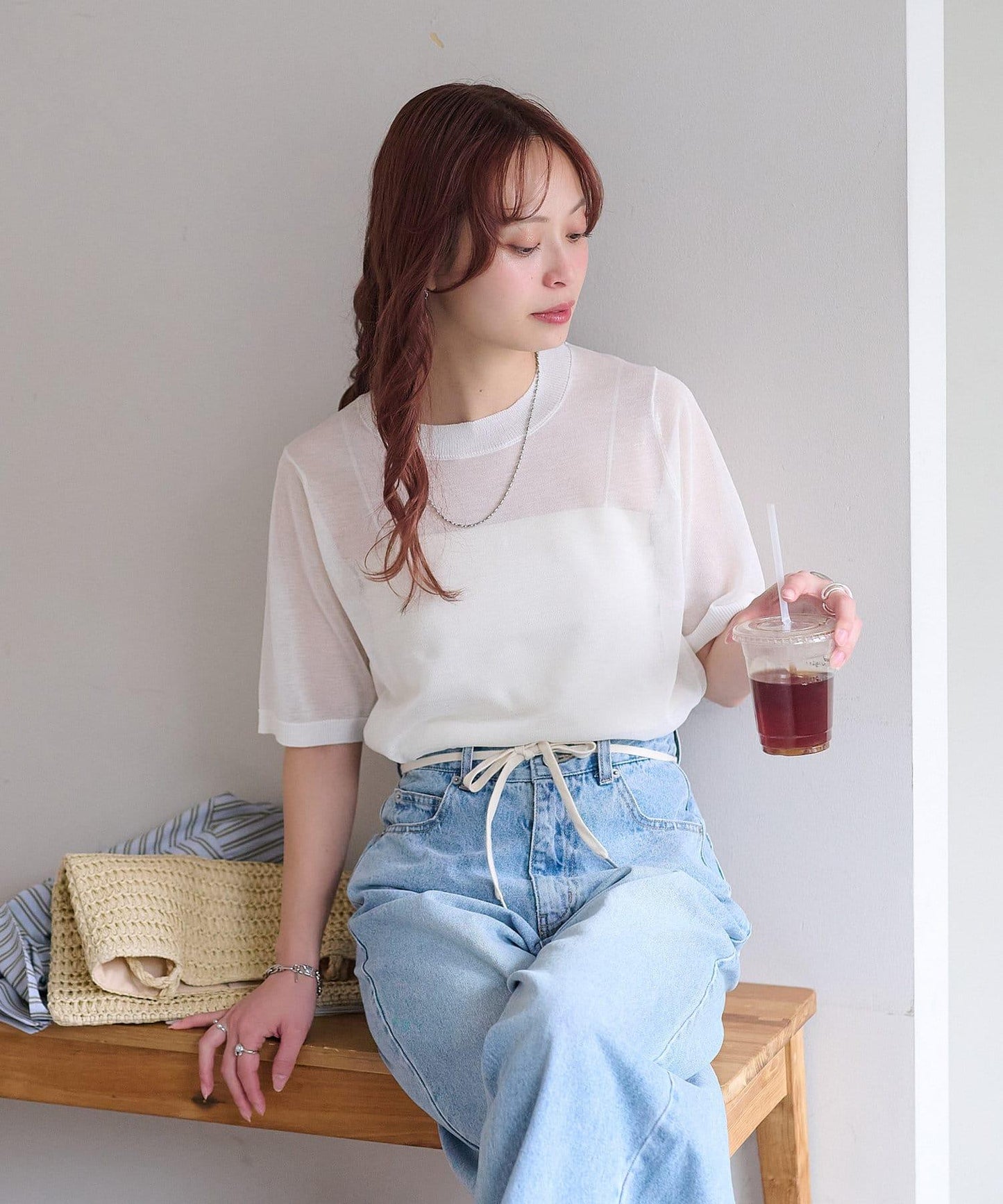 Discoat 透紗半袖套頭上衣