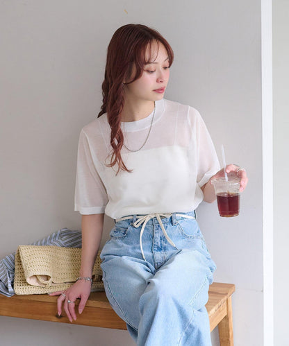 Discoat 透紗半袖套頭上衣