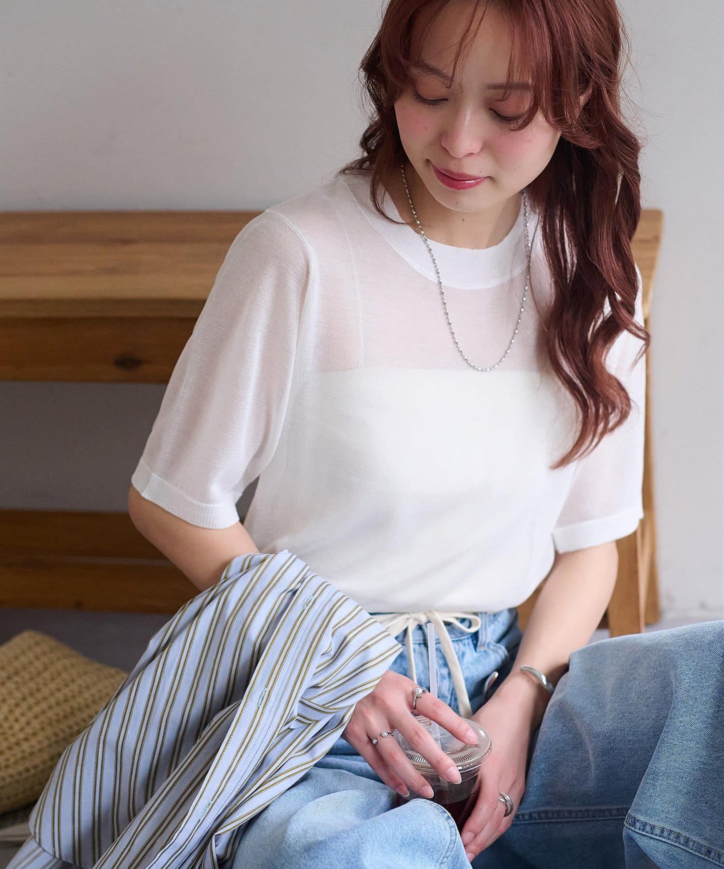 Discoat 透紗半袖套頭上衣