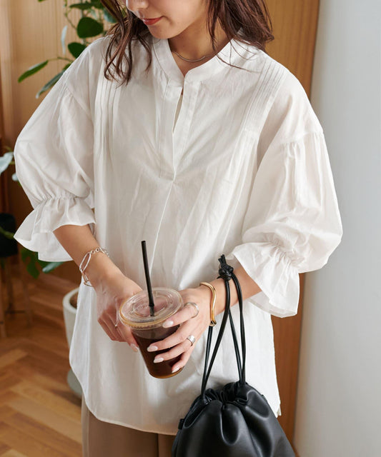 Discoat 打褶開領設計 襯衫