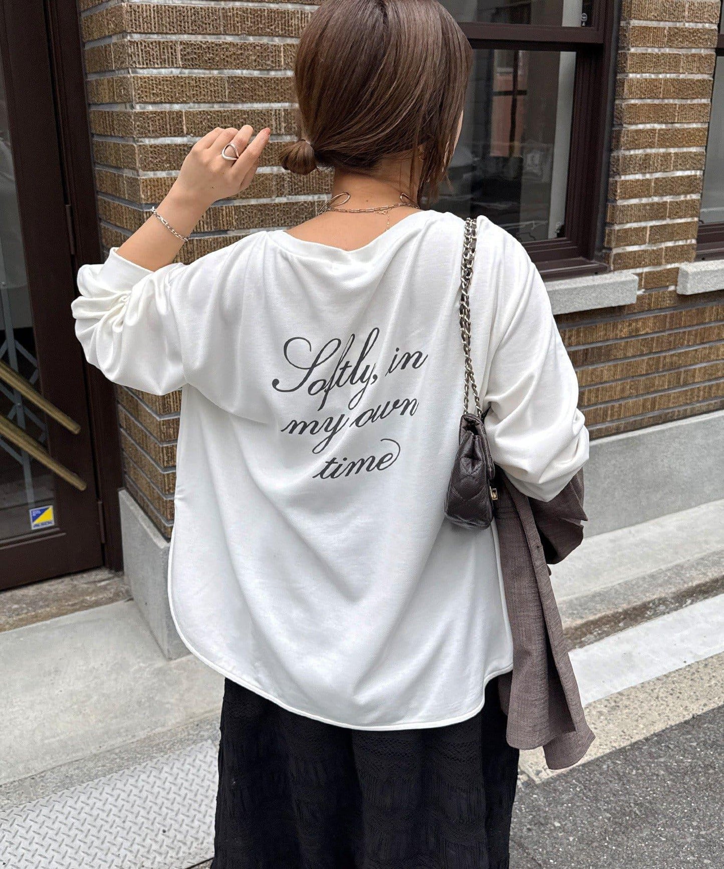 SAKURA企劃 迷你空氣層面料 logo長袖T恤