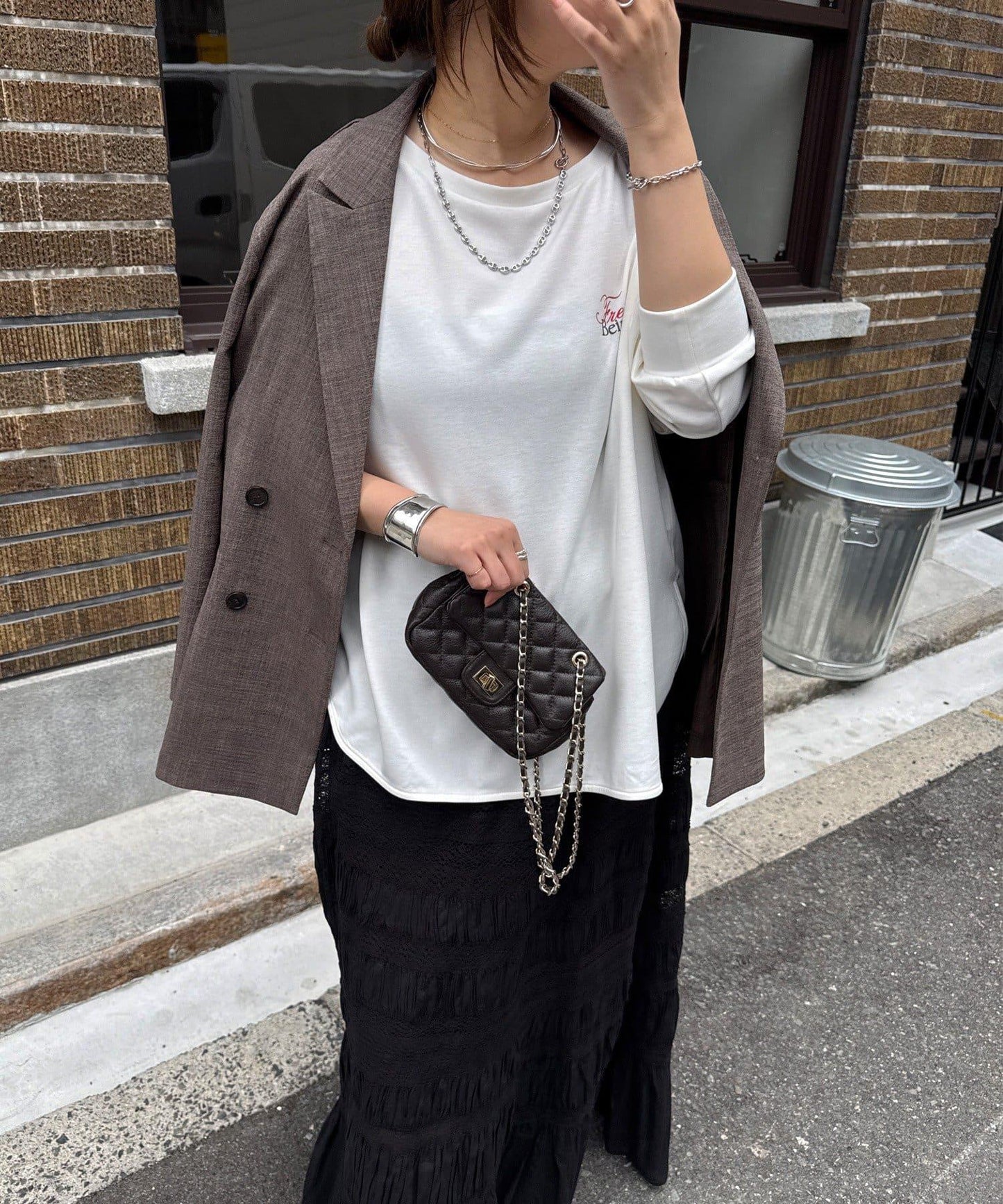 SAKURA企劃 迷你空氣層面料 logo長袖T恤