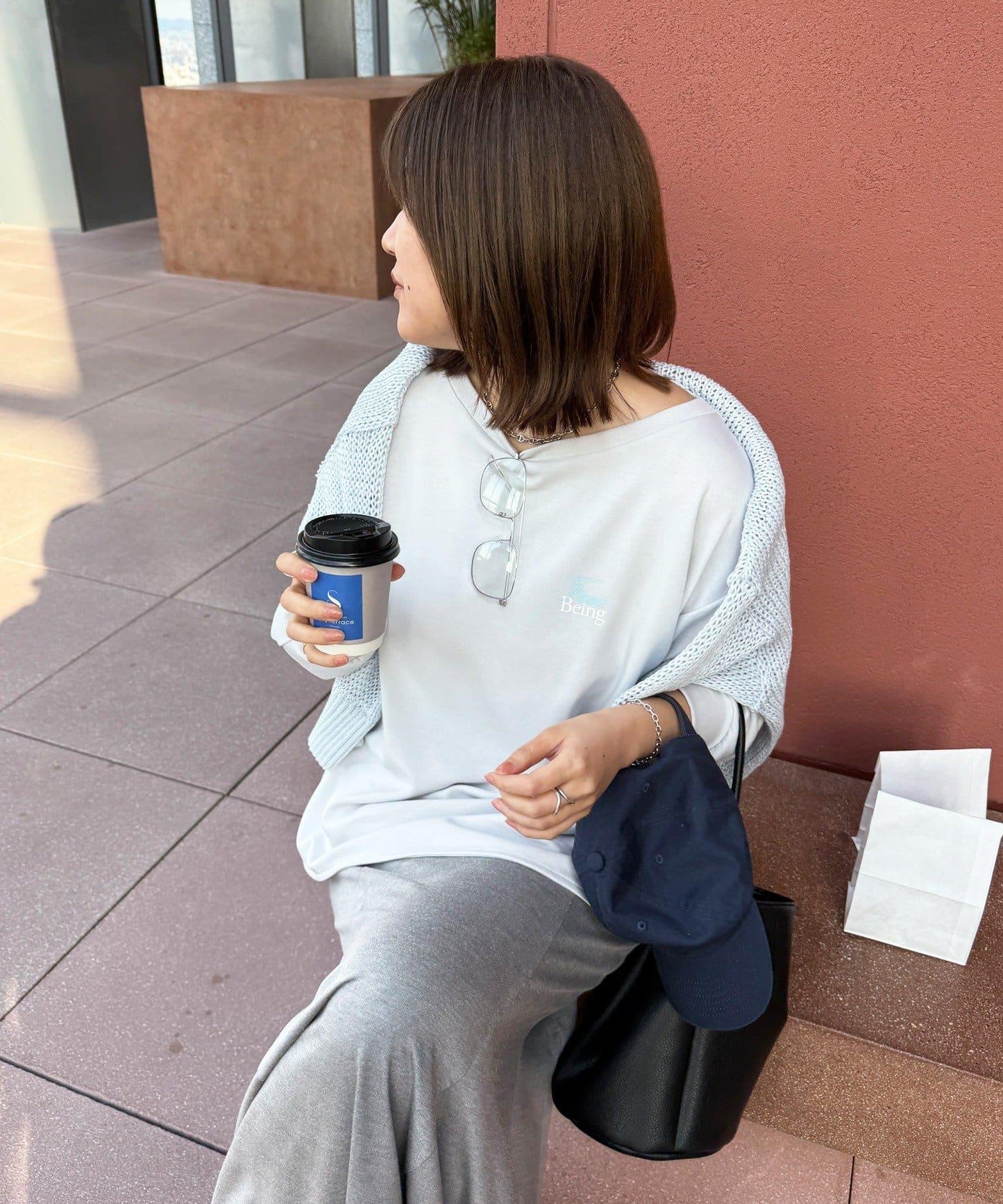 SAKURA企劃 迷你空氣層面料 logo長袖T恤