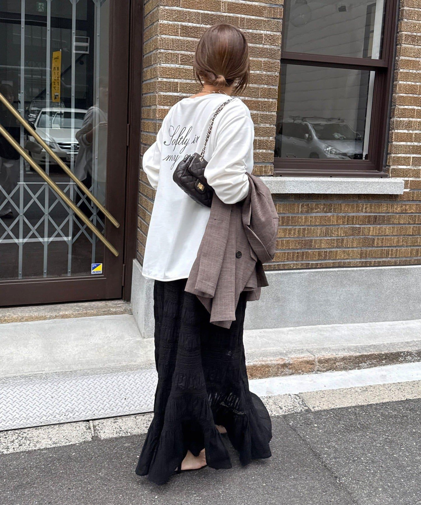 SAKURA企劃 迷你空氣層面料 logo長袖T恤