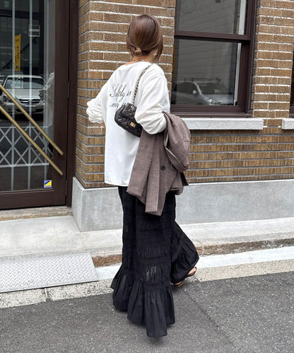 SAKURA企劃 迷你空氣層面料 logo長袖T恤