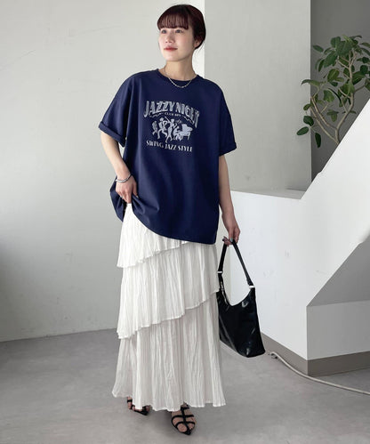 水洗做舊 爵士之夜圖案 T恤