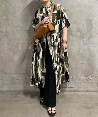 ear PAPILLONNER 短袖 斜向褶皺 連衣裙