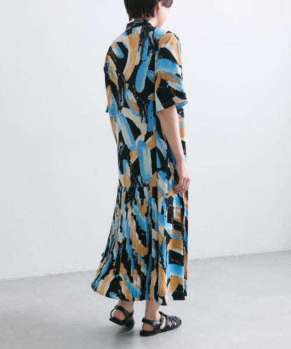 ear PAPILLONNER 短袖 斜向褶皺 連衣裙