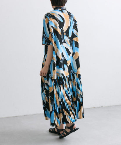 ear PAPILLONNER 短袖 斜向褶皺 連衣裙