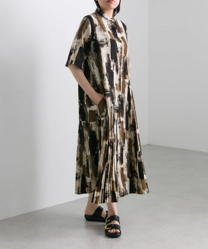 ear PAPILLONNER 短袖 斜向褶皺 連衣裙