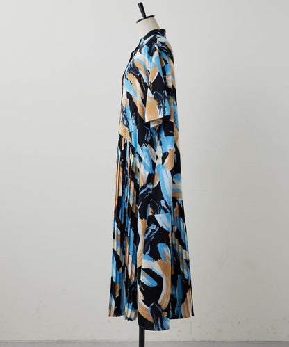 ear PAPILLONNER 短袖 斜向褶皺 連衣裙