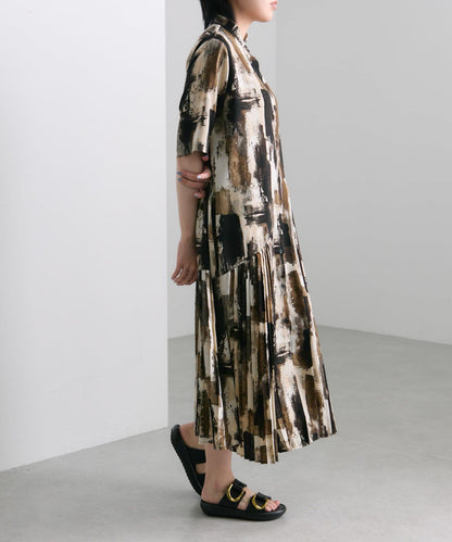 ear PAPILLONNER 短袖 斜向褶皺 連衣裙