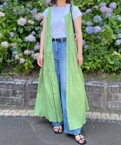 ear PAPILLONNER 褶皺無袖層疊連衣裙