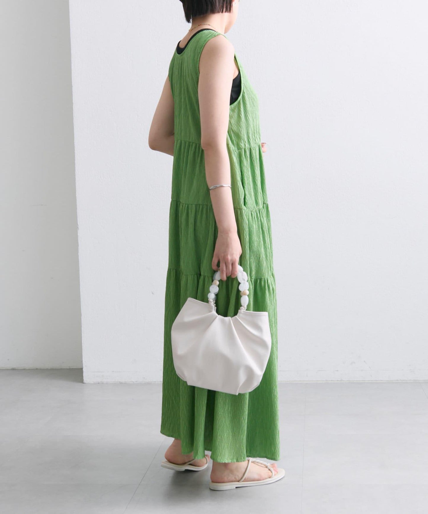 ear PAPILLONNER 褶皺無袖層疊連衣裙