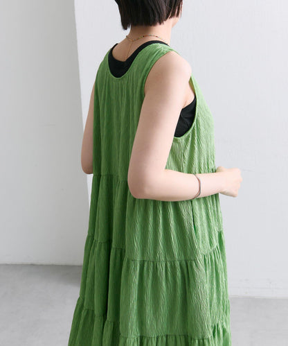 ear PAPILLONNER 褶皺無袖層疊連衣裙