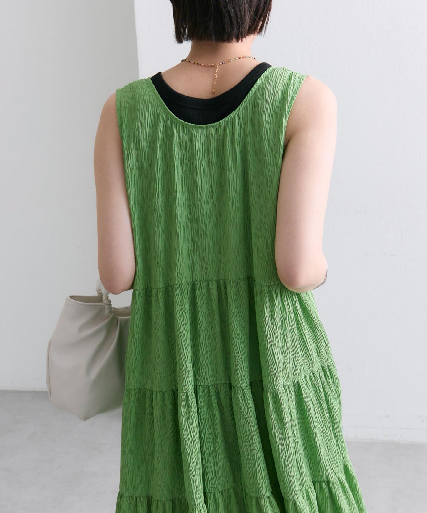 ear PAPILLONNER 褶皺無袖層疊連衣裙